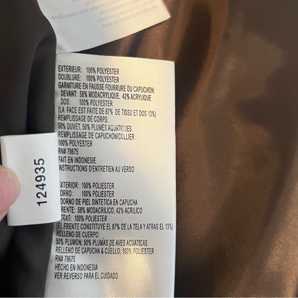 Michael Kors Brown Long Puffer Coat Belted Gold Logo Accents Women's Size L - Picture 5 of 11